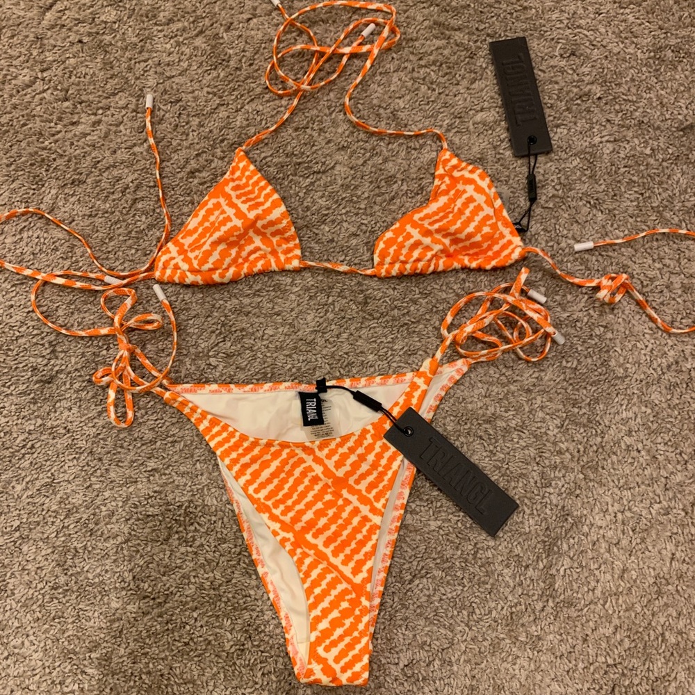 Triangl, orange & white unworn bathing suit